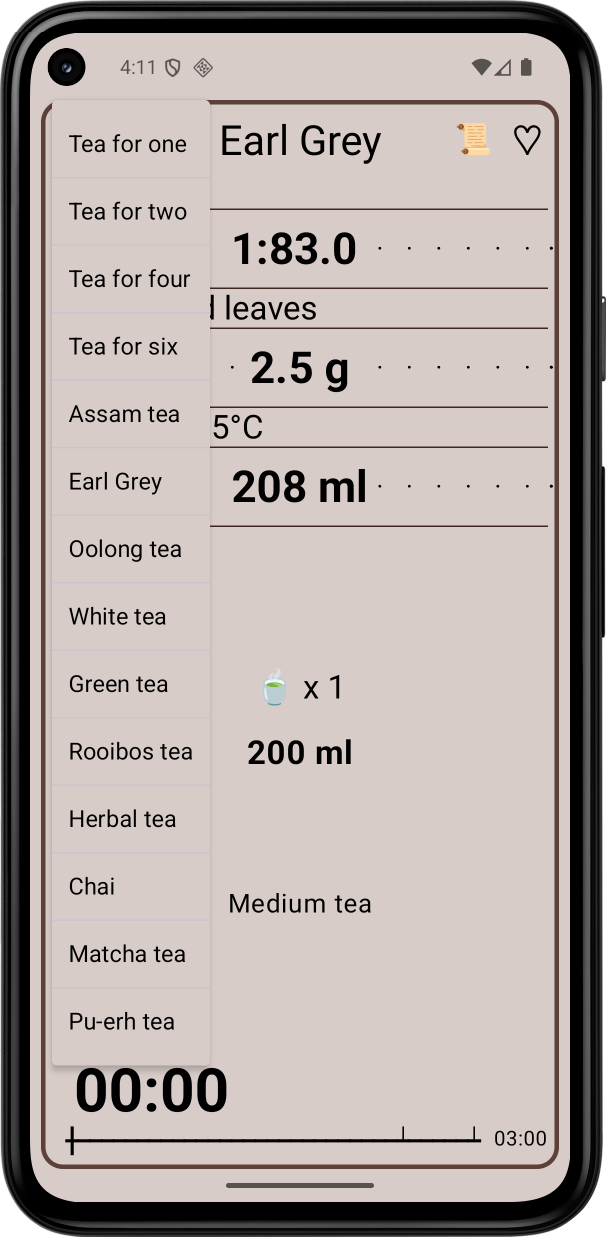 BrewRatio Tea brewing recipes